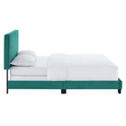 Modway Celine Channel Tufted Performance Velvet King Bed - Teal-Performance Velvet Upholstery