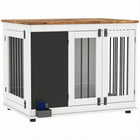 PawHut 39" Dog Crate End Table with Blackboard - White-Furniture-style dog crate doubles as a functional side table 