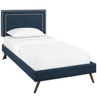 Modway Jessamine Fabric Twin Platform Bed with Round Splayed Legs - Azure-Mounts in Four Locations