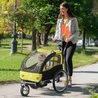 Aosom - Remorque de vélo 2-en-1 pour enfants, poussette bébé pliable - jaune-Convient à deux enfants mesurant moins de 43,3 po (110 cm) de hauteur 