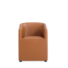 Manhattan Comfort Anna Round 23.23" Modern Faux Leather Upholstered Dining Armchair - Saddle - Set of 2-Weight Capacity: 300 lb