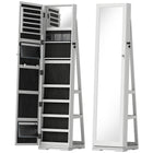 HOMCOM Mirror Jewelry Cabinet - 15" L x 15" W x 63" H - White-360° rotatable design sees your beauty 