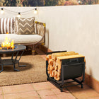Outsunny Firewood Rack Outdoor - Heavy-Duty Log Holder with Log Tote Bag-Raised design keeps wood dry and the fabric base prevents messy floors