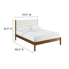 Modway Olea Channel Tufted Boucle Solid Wood King Platform Bed - Feather Walnut-Weight Capacity: 500 lb