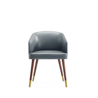 Manhattan Comfort - Chaise de salle à manger moderne Reeva 59 cm en similicuir, noyer et gris graphite-Chaise de salle à manger moderne pour salle à manger et usage de travail