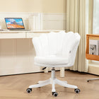 HOMCOM - Chaise de bureau en polaire sherpa à dossier moyen avec roulettes pivotantes - blanc-Hauteur d’assise réglable pour s’adapter à votre bureau ou à votre style d’assise