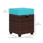 Outsunny - Ensemble de 2 poufs en osier pour patio avec poignée pour jardin, arrière-cour, bord de piscine, bleu ciel-Conception légère avec poignée de transport pour un déplacement facile