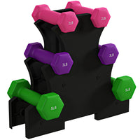 Soozier 20 lb Hex Dumbbells Set with Dumbbell Rack-Includes 6 dumbbells (2 x 2 lb., 2 x 3 lbs., 2 x 5 lbs.) and stand
