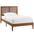 Modway Sirocco Rattan and Wood Twin Platform Bed - Walnut-Assembly Required
