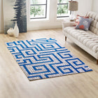 Modway Nahia Geometric Maze Area Rug - 5 ft W x 8 ft L - Ivory Light Grey/Blue-Tight Low Pile Weave