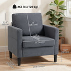 HOMCOM - Fauteuil d’appoint en tissu aspect lin avec accoudoirs - assise épaisse pour salon - gris foncé-Dossier et accoudoirs à garnissage mixte pour une expérience d’appui douce et agréable  
