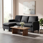 HOMCOM Sectional Sofa with Ottoman - Dark Grey-Wrinkle-resistant, breathable linen fabric maintains enduring durability and style