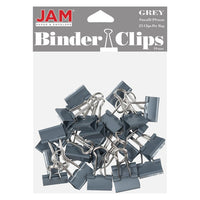JAM Paper Colourful Binder Clips - Small - 3/4" - Grey - 25 Pack -Colour: Grey | Made of tempered steel for an extra strong hold
