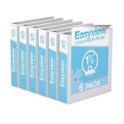 Davis Group Easyview Premium Binder - Round Ring - Customizable - 1.5" - White - 6 Pack-3 Ring Binder