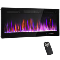 HOMCOM - Cheminée électrique murale 42 po avec mode éco - 1500 W-Design ultra-mince s’intègre parfaitement dans les maisons modernes et à espace limité