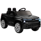 Qaba 12V CHEVROLET Licensed Kids Ride on RC Car - Black-Licensed CHEVROLET SILVERADO EV RST enhances authentic play experience 