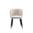Manhattan Comfort - Chaise de salle à manger moderne Zephyr 21,65 po en velours crème-Couture ondulée verticale avec motif inspiré de la tulipe