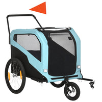 Aosom 2-in-1 Pet Bike Trailer and Stroller with Hitch for Large Dogs - Blue-2-in-1 design for use as a pet trailer or stroller 