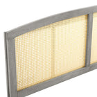 Modway Halcyon Cane Full Headboard - Grey-Rubberwood and Rattan Construction