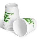 Gobelets compostables en carton pour boisson chaude de Perk - 10 oz - Blancs et verts - 50/paquet-Capacité de 10 oz