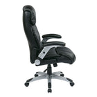 Work Smart Fauteuils Exécutif en cuir reconstitué avec accoudoir rembourré réglable, noir-Réglage pneumatique de la hauteur du siège à une touche