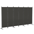 HOMCOM 6 Panel Freestanding Room Divider for Home Office - Charcoal Grey-Six-panel design, great for creating a personal space or dividing up large rooms
