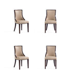Manhattan Comfort - Lot de 4 chaises de salle à manger traditionnelles Grand 18,5 po en similicuir et velours, coloris beige-Chaise de salle à manger traditionnelle pour usage en salle à manger lot de 4