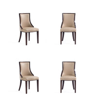 Manhattan Comfort - Lot de 4 chaises de salle à manger traditionnelles Grand 18,5 po en similicuir et velours, coloris beige-Chaise de salle à manger traditionnelle pour usage en salle à manger lot de 4