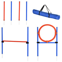 PawHut Dog Pet Agility Training Kit with High Jump, Weave Pole and Ring-Long sturdy spikes to secure into the ground 