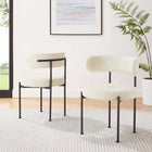 Modway Albie Boucle Fabric Dining Chairs - Ivory Black - 2 Pack-Tubular Metal Base