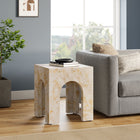 Modway Valen Square Indoor/Outdoor Patio Arched Concrete Side Table - Honey Onyx-Faux Stone Finish