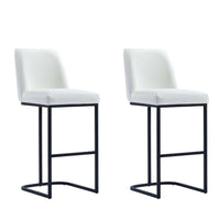 Manhattan Comfort Serena 17.71" Modern Leatherette Upholstered Barstool - White - 2 Pack-Modern Barstool with Backrest Perfect for Bar and Kitchen Use - Set of 2