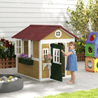Outsunny - Maisonnette de jeux d'extérieur en bois pour enfants avec porte, fenêtres, pots de fleurs et boîtes - Beige-Les fenêtres offrent une bonne ventilation et une bonne vue 