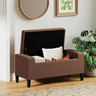 HOMCOM Storage Bench with Ottoman - Brown-Easy Assembly Required;