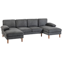HOMCOM - Canapé en U avec double méridienne pour salon - gris foncé-Design en forme de U avec double méridienne adapté aux grandes pièces 