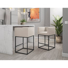 Manhattan Comfort Embassy 20.5" Mid-Century Modern Faux Leather Upholstered Counter Stool - Cream and Black - 2 Pack-Modern Square Frame Design Made of Durable Metal