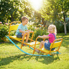 Qaba - Bascule en métal 2 en 1, avec dossier et poignées faciles à saisir, jaune-Les sièges ergonomiques et les poignées faciles à saisir offrent un maximum de confort et de sécurité aux enfants  