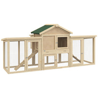 PawHut - Poulailler en bois grand clapier pour lapin avec nichoir, enclos et rampe-Construction en bois et grillage métallique pour la sécurité et la ventilation 