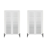 Manhattan Comfort Abbey 31.5" Modern Décor Cabinet - White - Set of 2-Modern Décor Cabinet for Home Office, Living Room, Dining Room and Extra Storage Use. Set of 2
