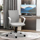 Vinsetto - Chaise d’ordinateur pivotante en lin à dossier moyen - gris clair-Le tissu au toucher lin est respirant et confortable