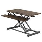 Ezywork 32" Sit-To-Stand Height-Adjustable Desk Riser Converter - Dark Wood-Premium dual-tier desk converter for seamless transition between sitting and standing