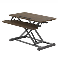 Ezywork - Convertisseur de bureau réglable en hauteur 32" (81 cm) pour passer de la position assise à la position debout - Bois foncé-Ce convertisseur haut de gamme à deux niveaux transforme n'importe quel bureau standard