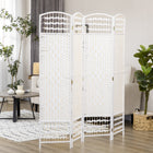 HOMCOM 4 Panel Wave Fiber Freestanding Room Divider for Home Office - White-Lightweight and easy to move around
