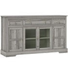 HOMCOM 55.1" L Sideboard Buffet Cabinet with Storage - Grey-Three drawers and cabinets enhance storage options
