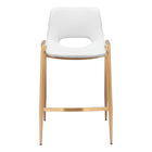 Zuo Desi Counter Stool - White/Gold - Set of 2-Plush and durable faux leather fabric
