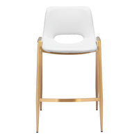 Zuo Desi Counter Stool - White/Gold - Set of 2-Plush and durable faux leather fabric