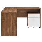 Modway Transmit 73.5" Wood Desk and File Cabinet Set - Walnut White-10