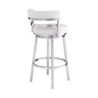 Armen Living - Madrid Tabouret de Bar Pivotant de 66 cm de Hauteur de Comptoir en Similicuir Blanc et Acier Inoxydable Brossé-4