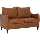 HOMCOM 55" Loveseat Sofa with Solid Wood Legs - Brown-Features separate cushions and S-springs, offering exceptional support and cloud-like comfort