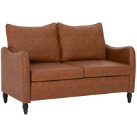HOMCOM - Canapé loveseat 55 po avec pieds en bois massif - brun-Comprend des coussins séparés et des ressorts en S, offrant un soutien exceptionnel et un confort digne d’un nuage 